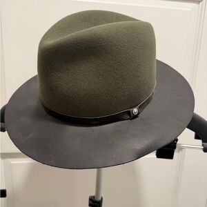 Rag & Bone Olive and Black Leather Floppy Brim Hat